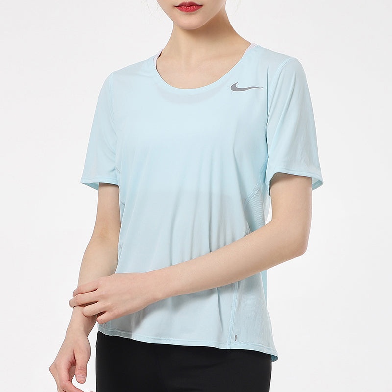 (WMNS) Nike Dri-FIT Training Sports Quick Dry Short Sleeve Blue CJ9445-474 - 5