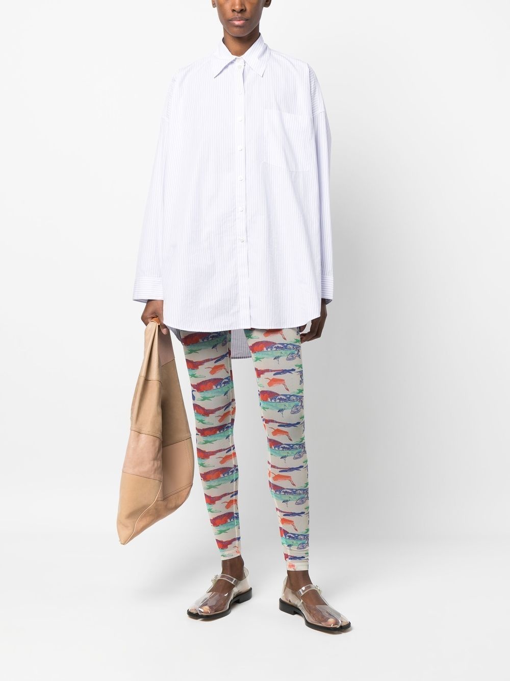 printed mesh leggings - 2