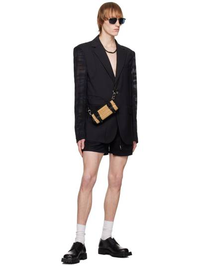 FENG CHEN WANG Black Camouflage Shorts outlook