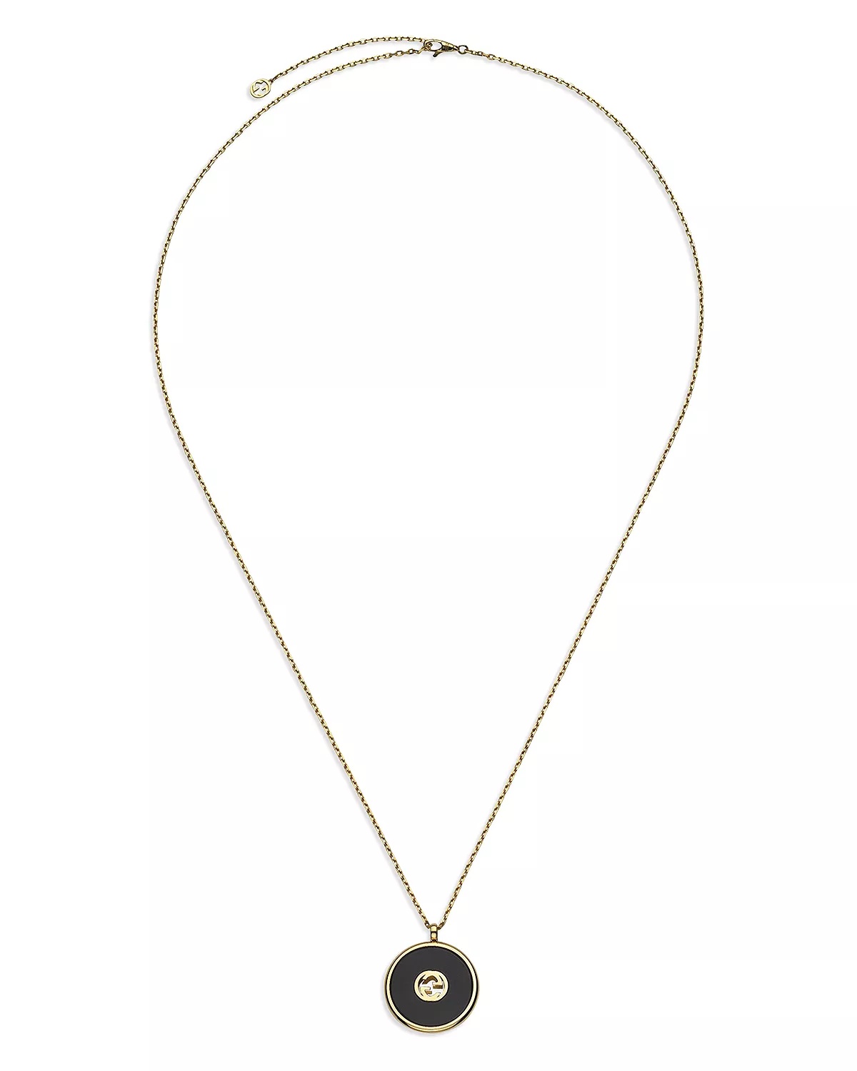 18K Yellow Gold Interlocking Diamond & Black Onyx Pendant Necklace, 27" - 3