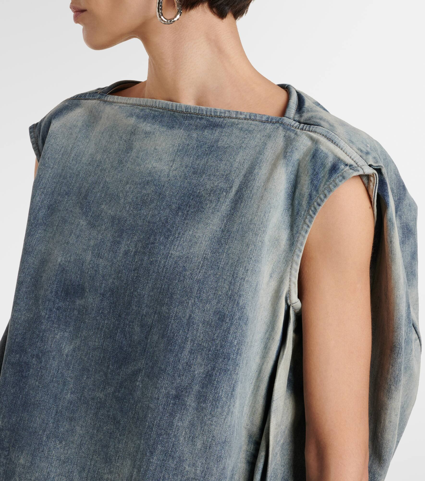 Draped denim top - 4