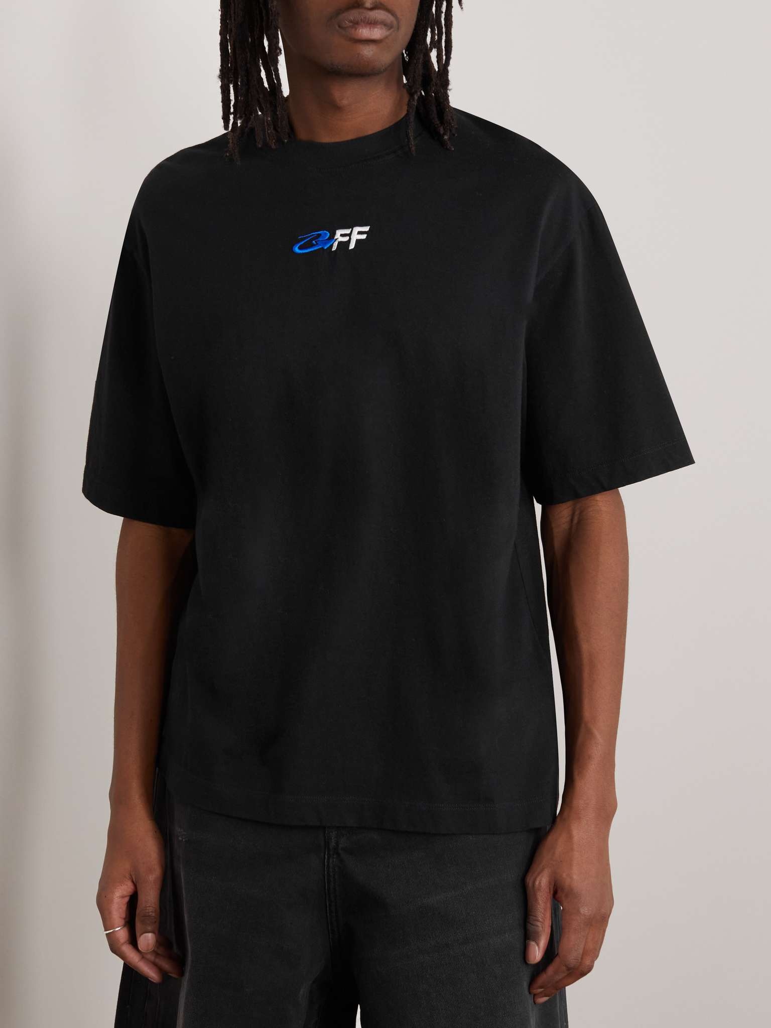 Oversized Logo-Embroidered Printed Cotton-Jersey T-Shirt - 3