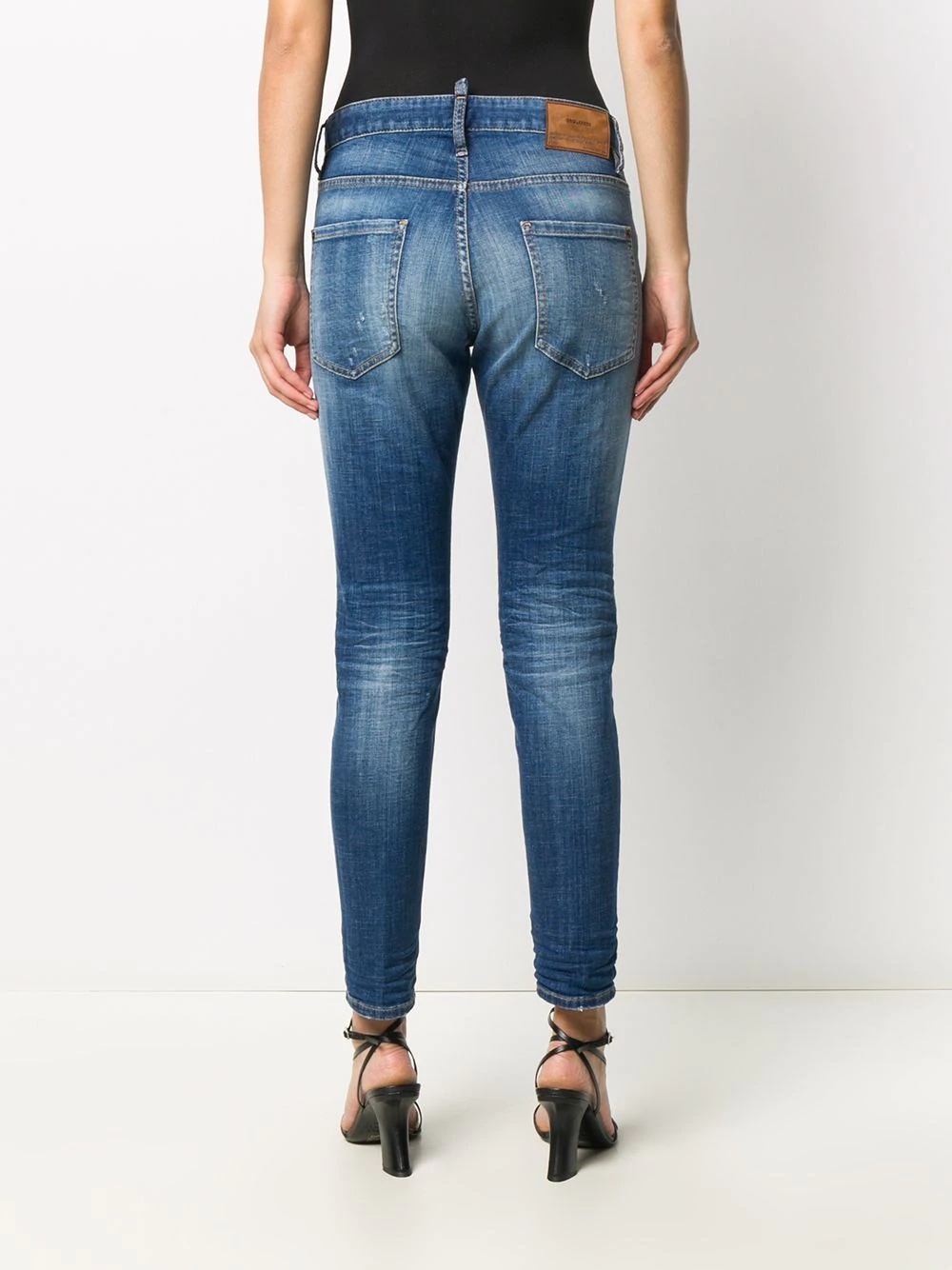 skinny cropped distressed jeans - 4