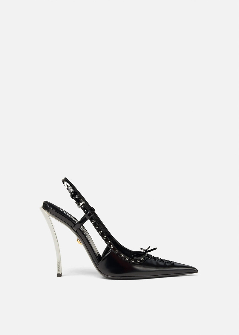 Laced Pin-Point Slingback Pumps - 1