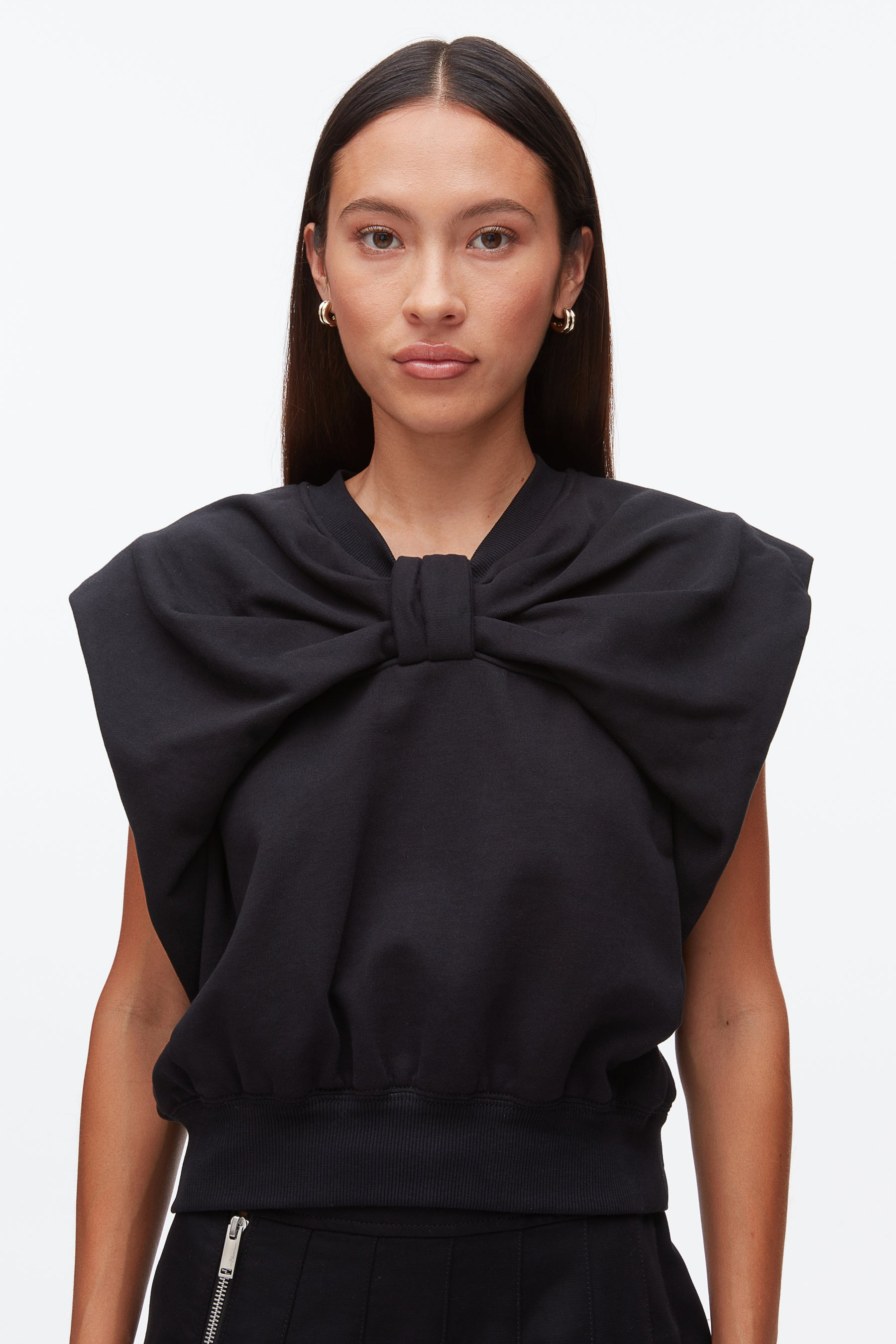 Draped Bow French Terry Top - 3