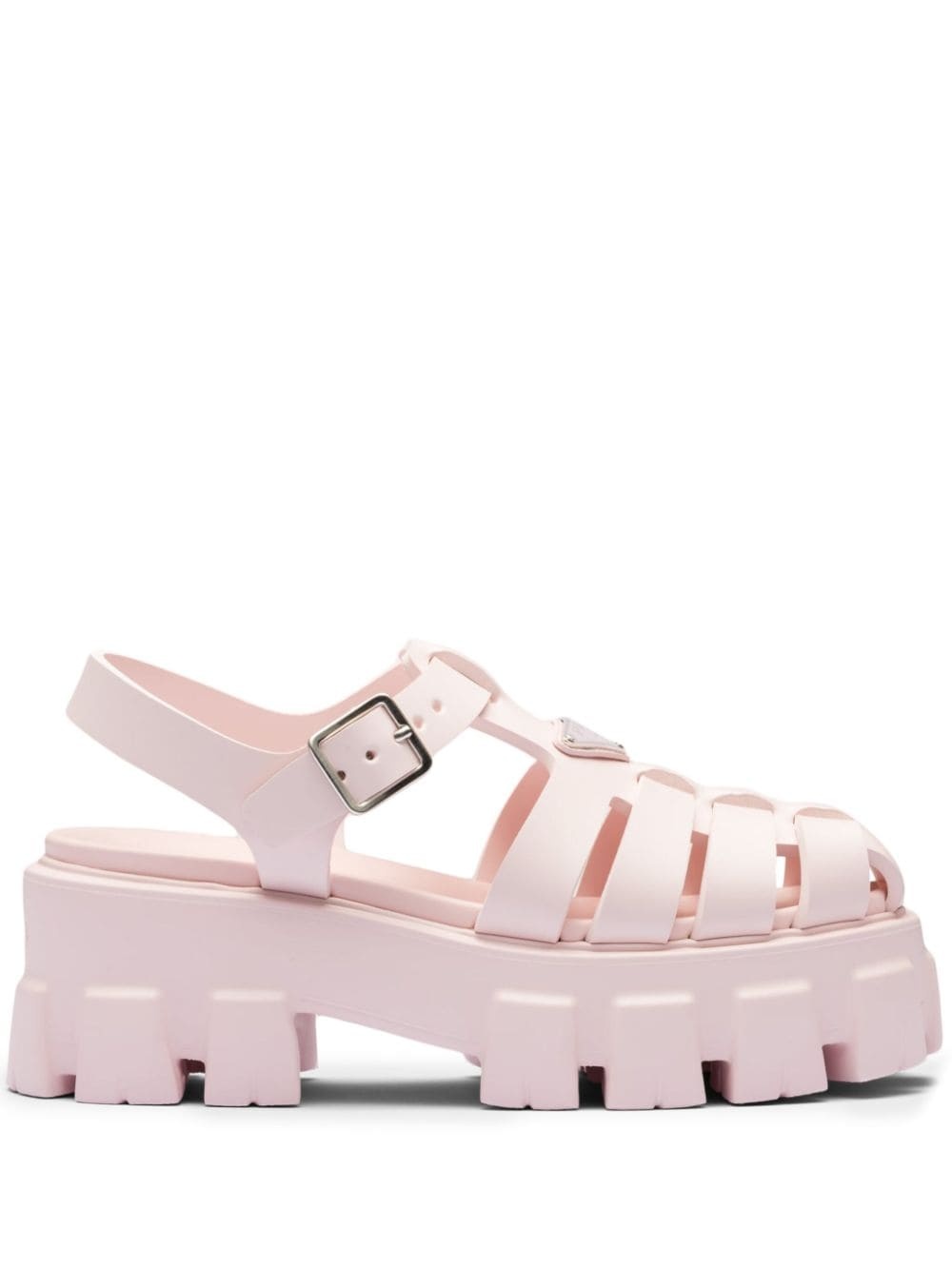 logo-plaque caged rubber sandals - 1