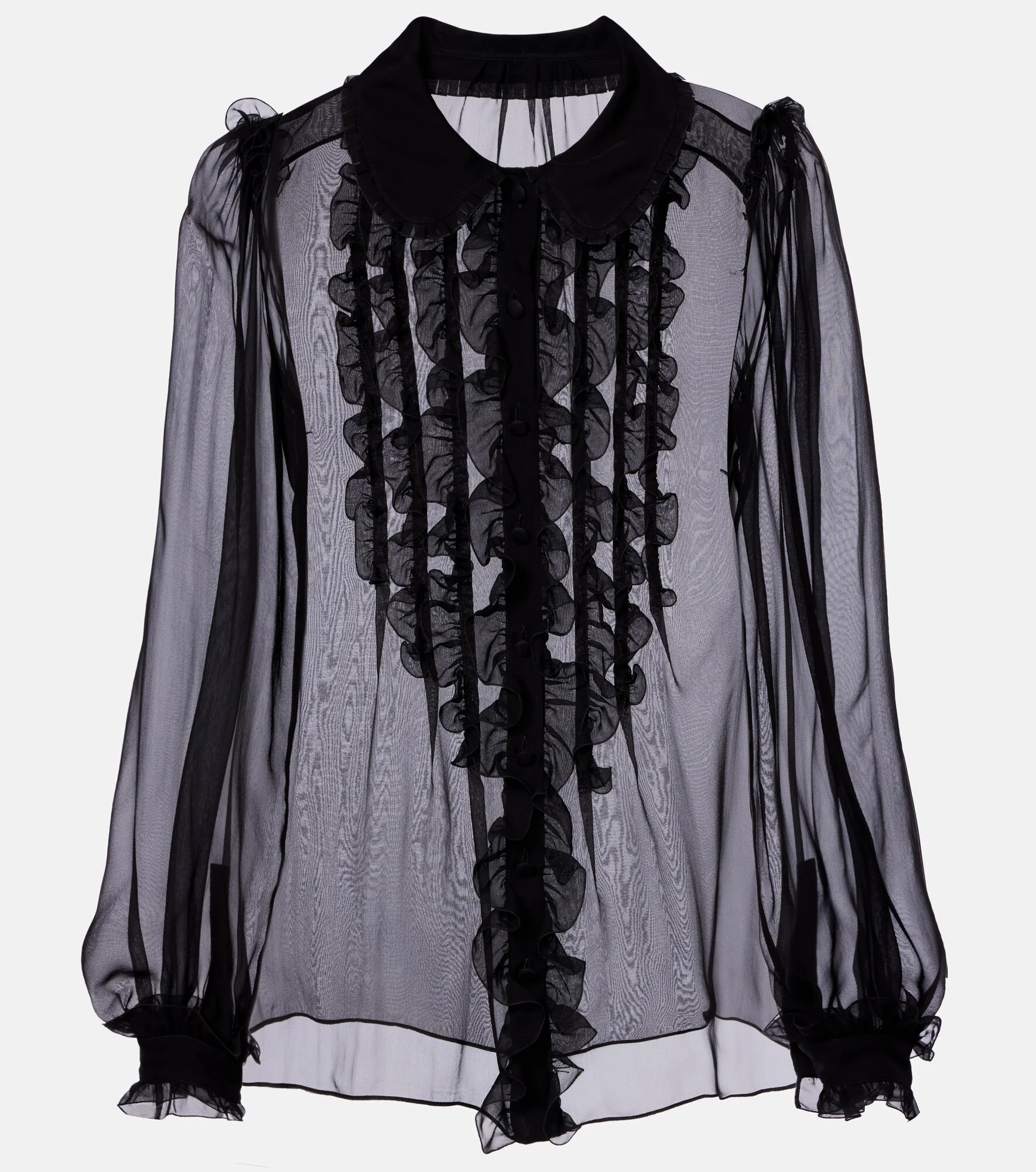 Ruffled sheer silk blouse - 1