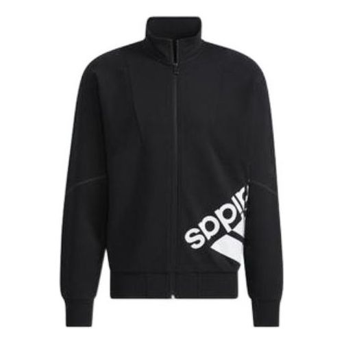 adidas Contrasting Colors Large Logo Zipper Stand Collar Jacket Couple Style Black HE7453 - 1