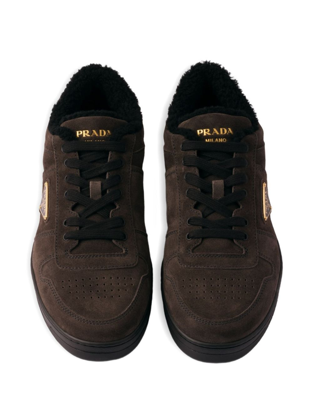 triangle-logo suede sneakers - 4