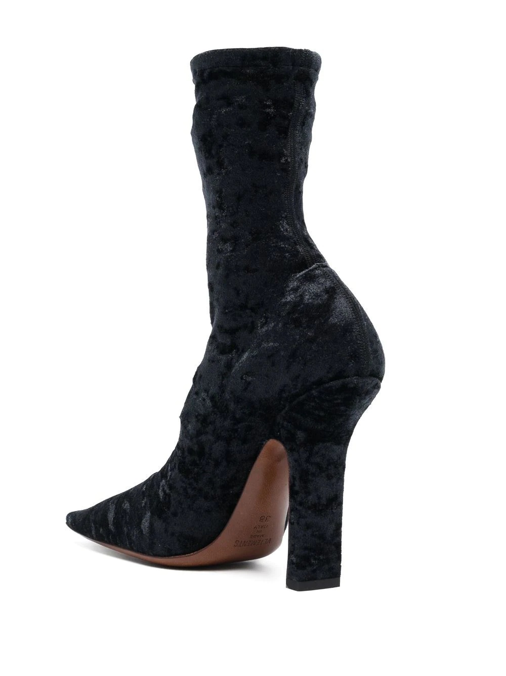 crushed velvet sock boots - 3