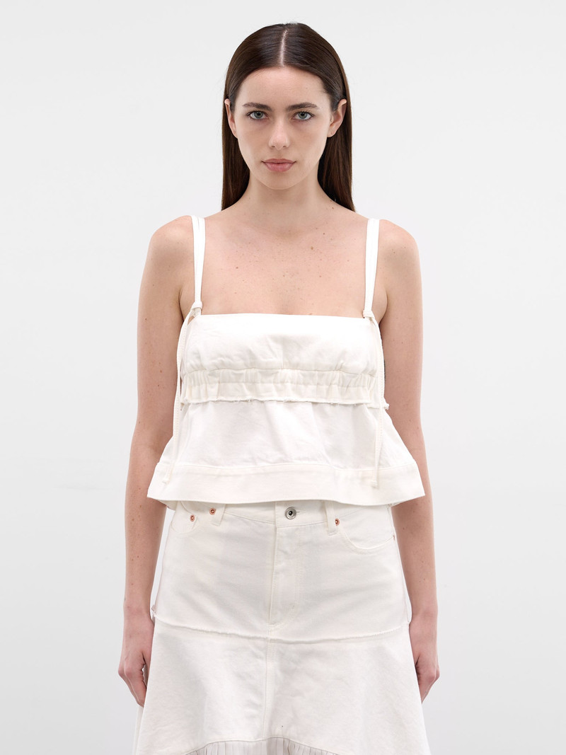 White Deconstructed Denim Tank Top 1