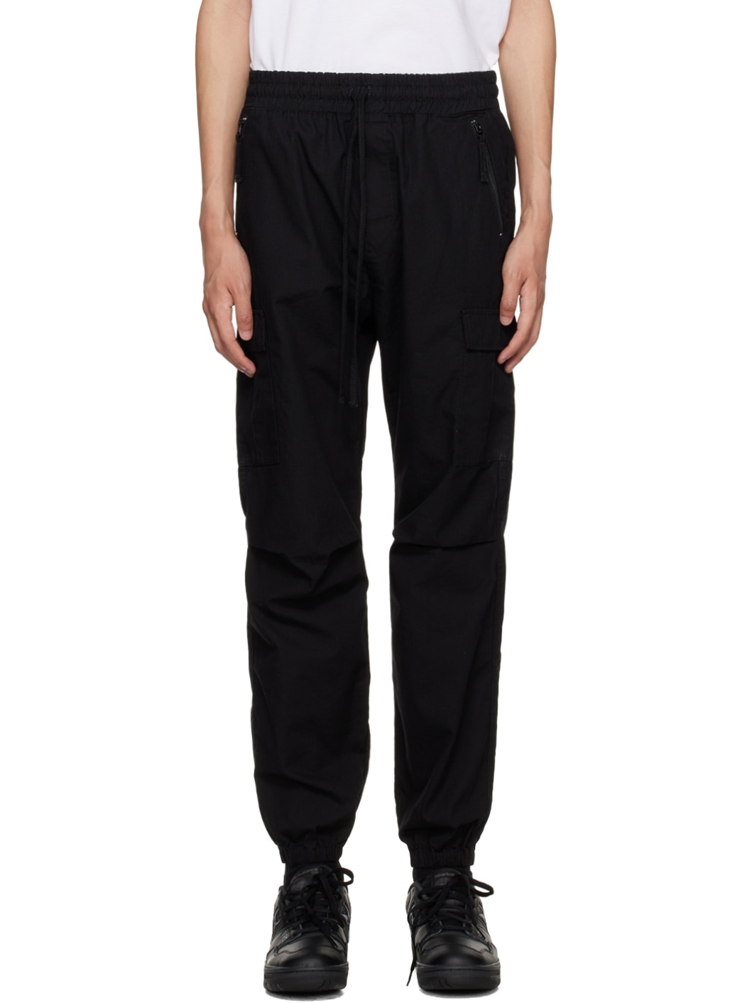 Black Drawstring Cargo Pants - 1