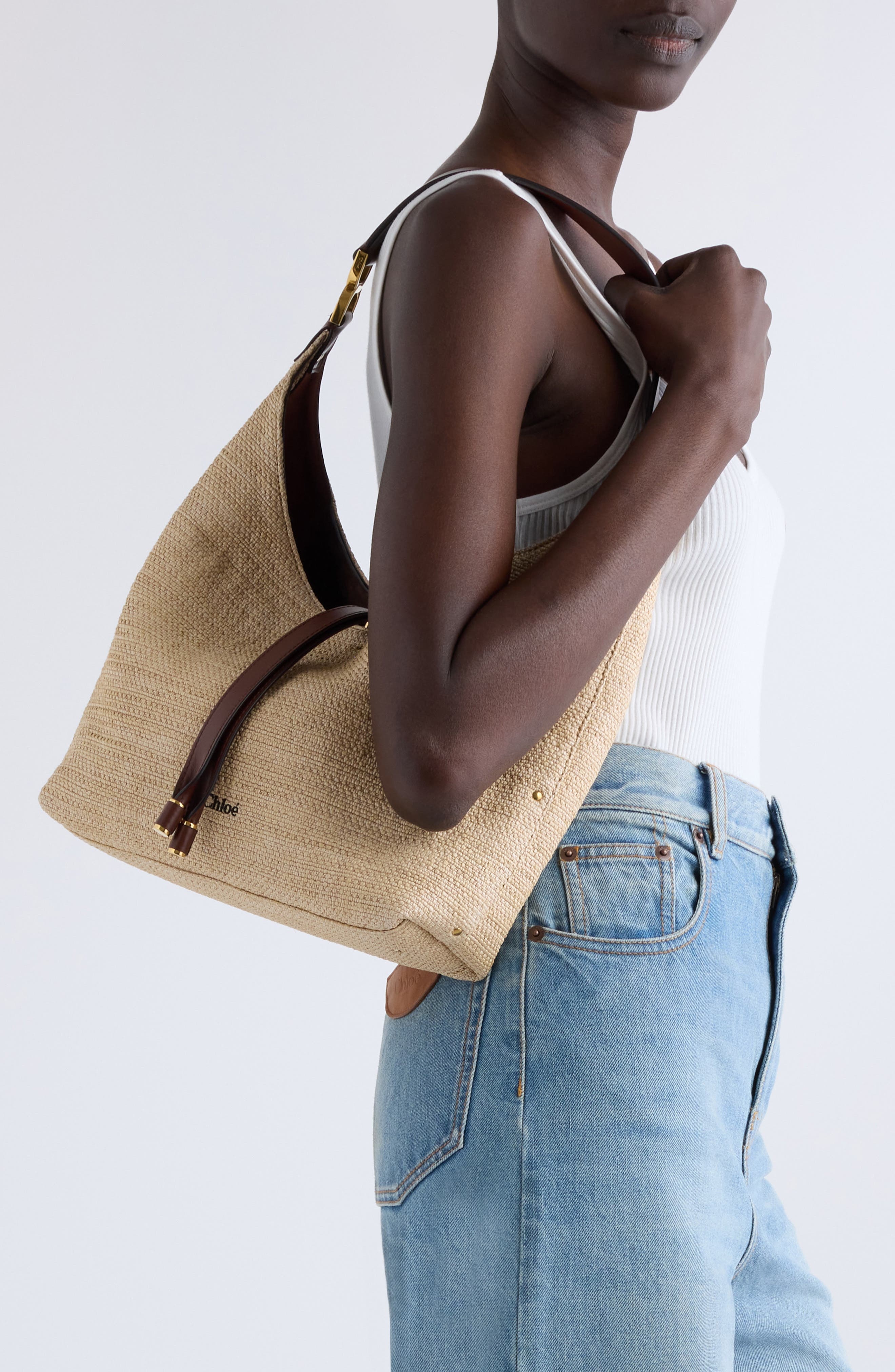 Chloé Small Marcie Woven Hobo Bag in Hot Sand at Nordstrom - 2