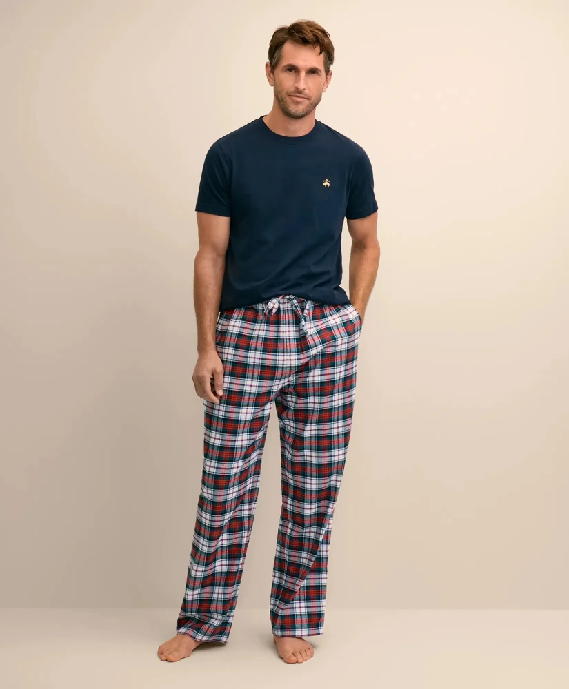 Cotton Flannel Plaid Lounge Pants - 1