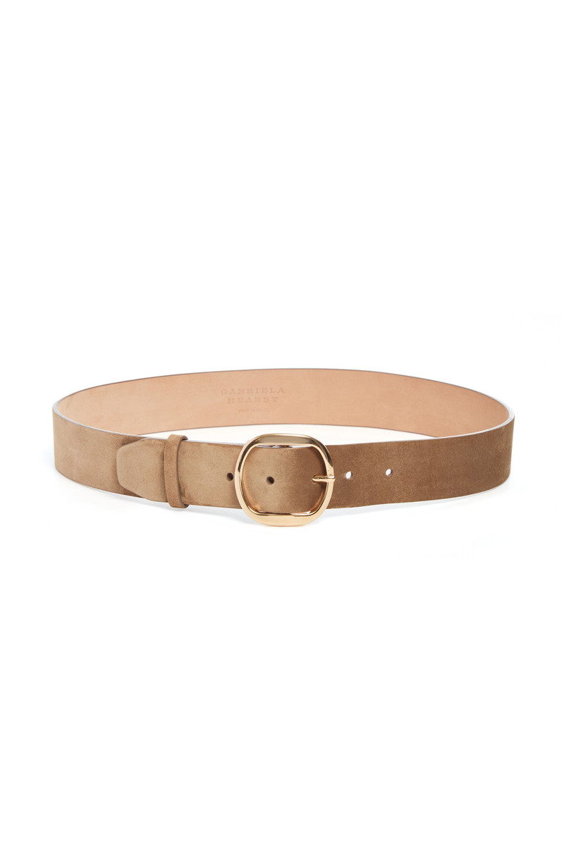 Elster Buckle Belt in Dark Sand Suede 1
