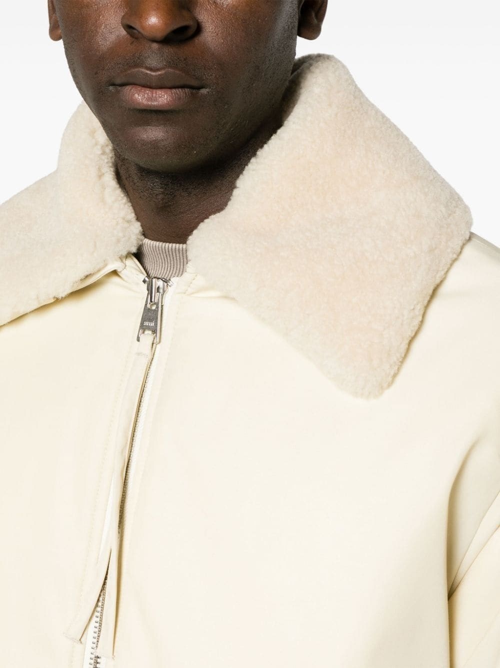 Boxy shearling-collar bomber jacket - 6
