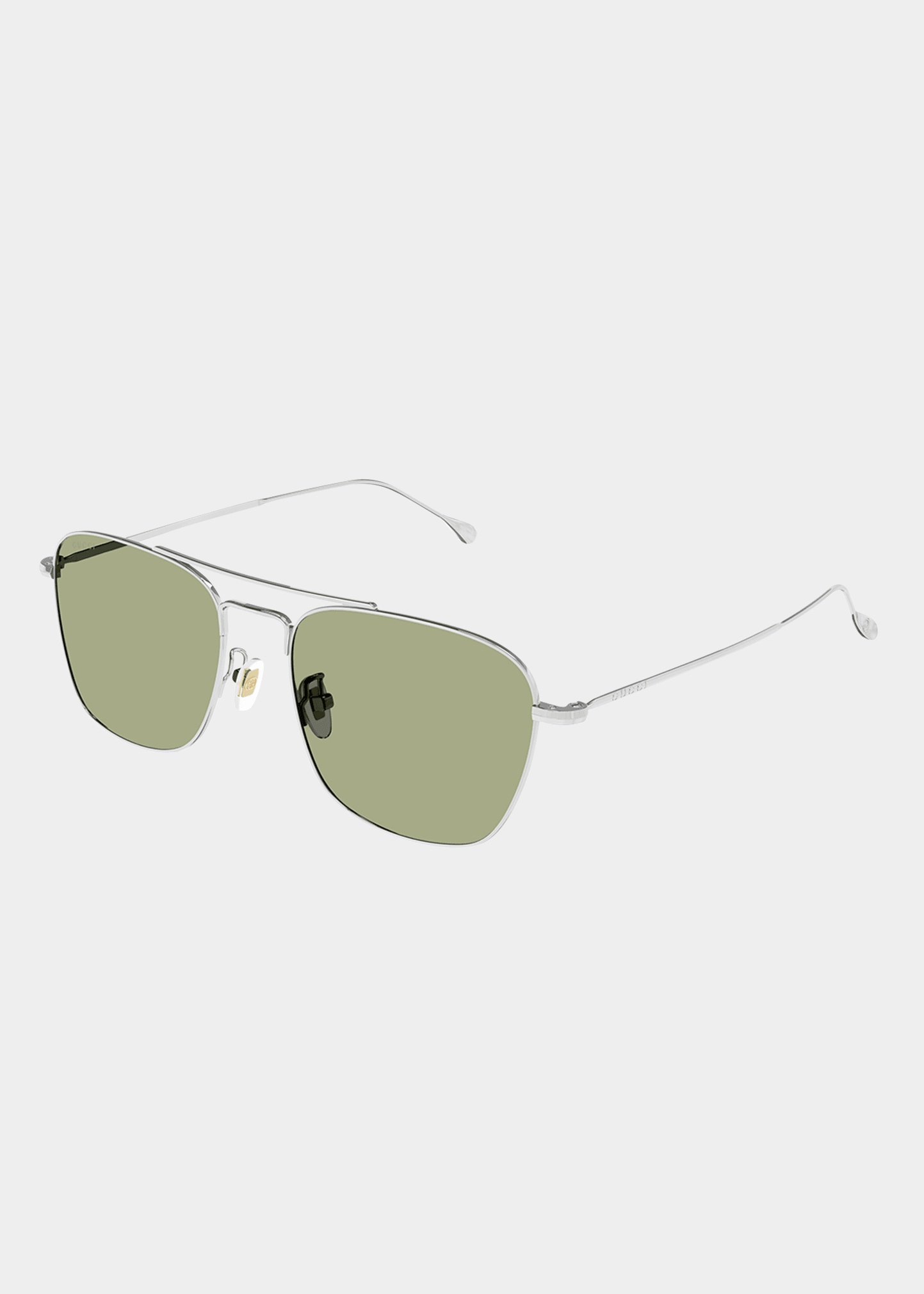 Men's Double-Bridge Metal Rectangle Sunglasses - 1