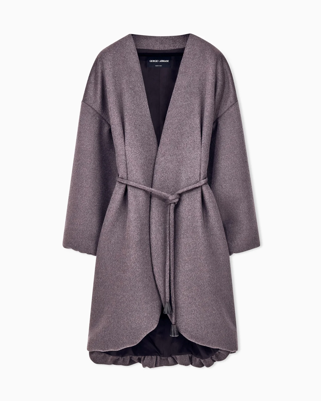 CABAN COAT IN LLAMA WOOL WITH DEEP V NECKLINE AND BELT - 1