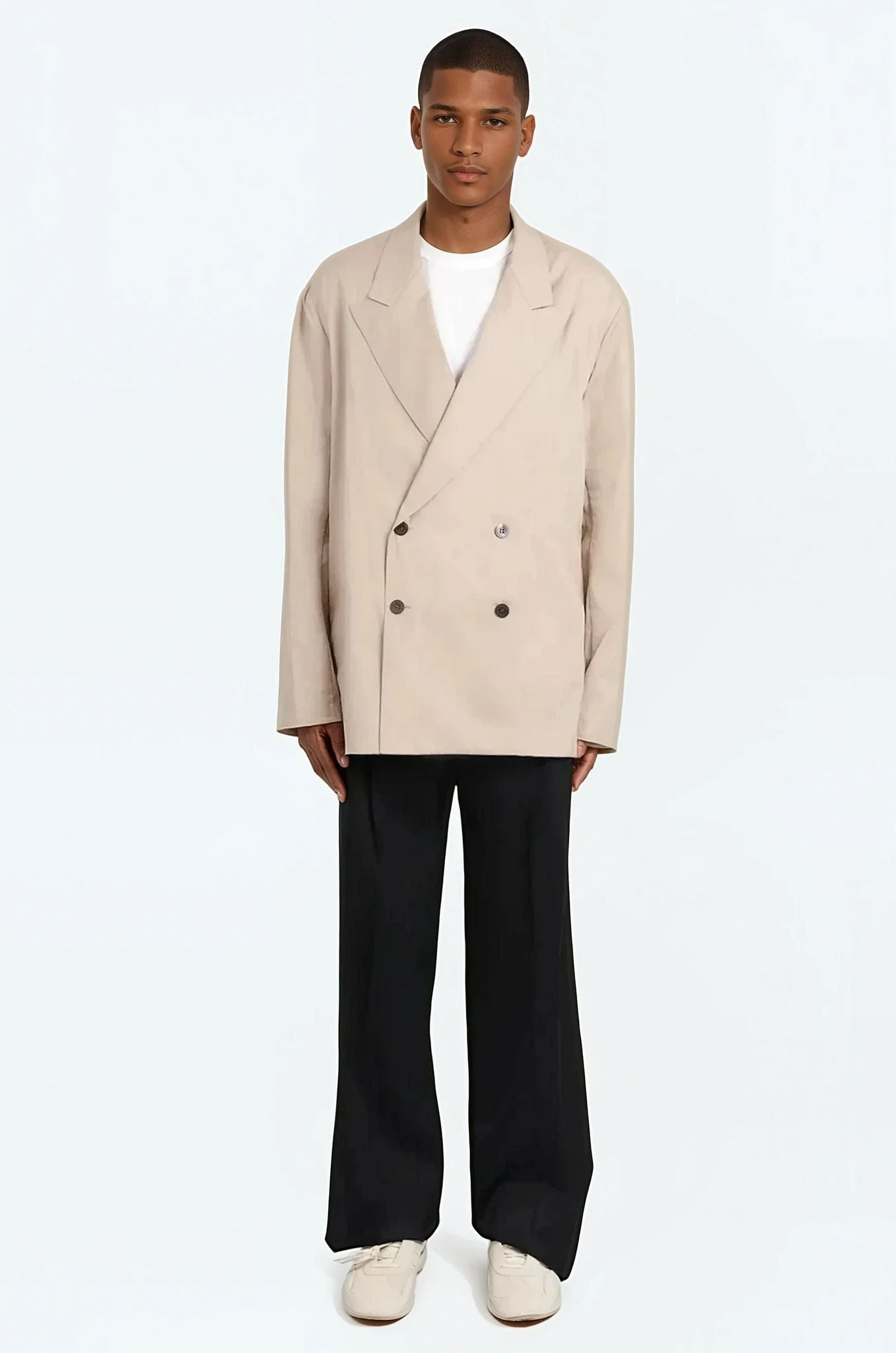 DOUBLE BREASTED RELAXED STYLE JACKET | SAND - 2