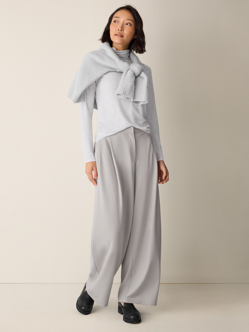Mélange Sheer Cotton Blend Knit Turtleneck Top 3