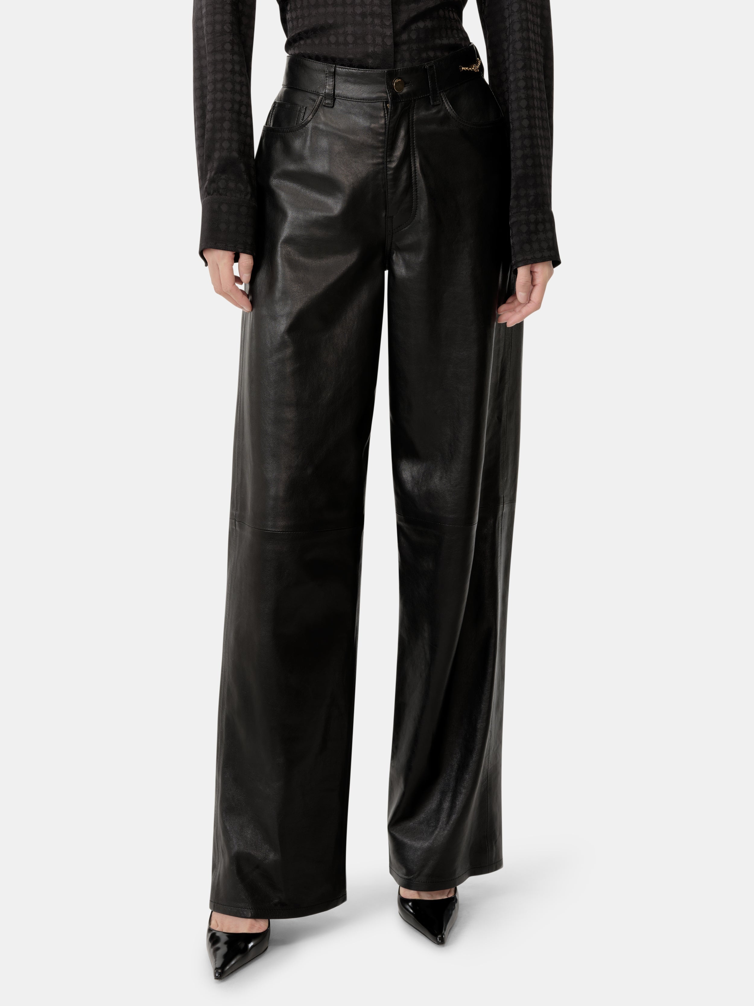 WOMEN'S LEATHER STRAIGHT PANT - 5