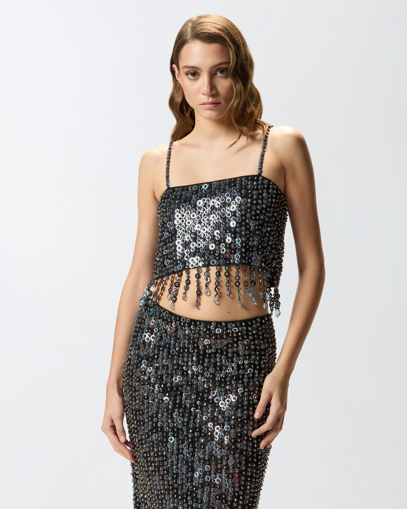 PINKO TOP WITH SEQUINS AND CRYSTALS outlook