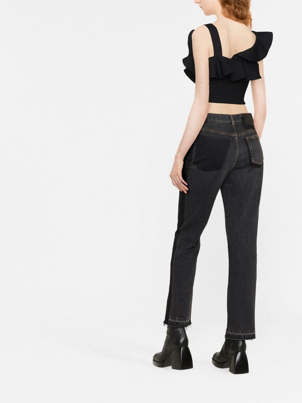 gathered-neckline cropped top - 4