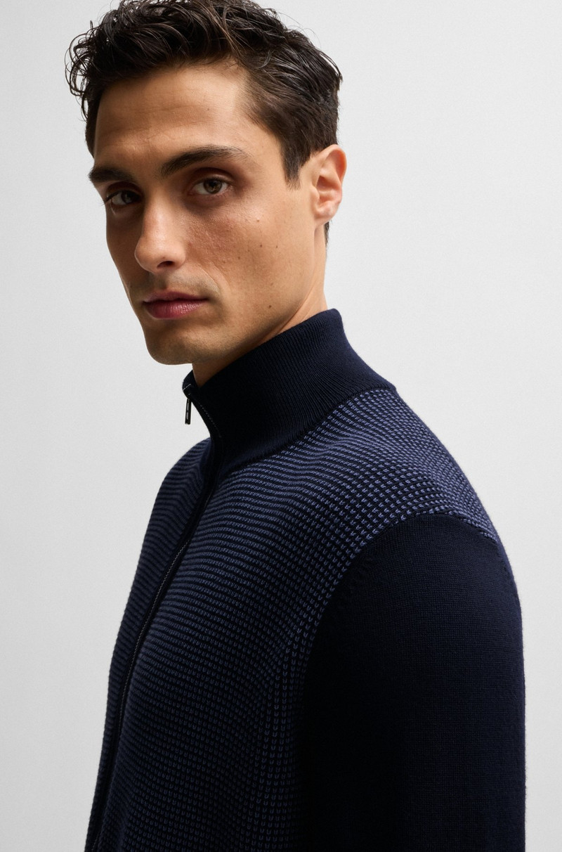ZIP-UP CARDIGAN IN WOOL WITH MIXED STRUCTURES 3