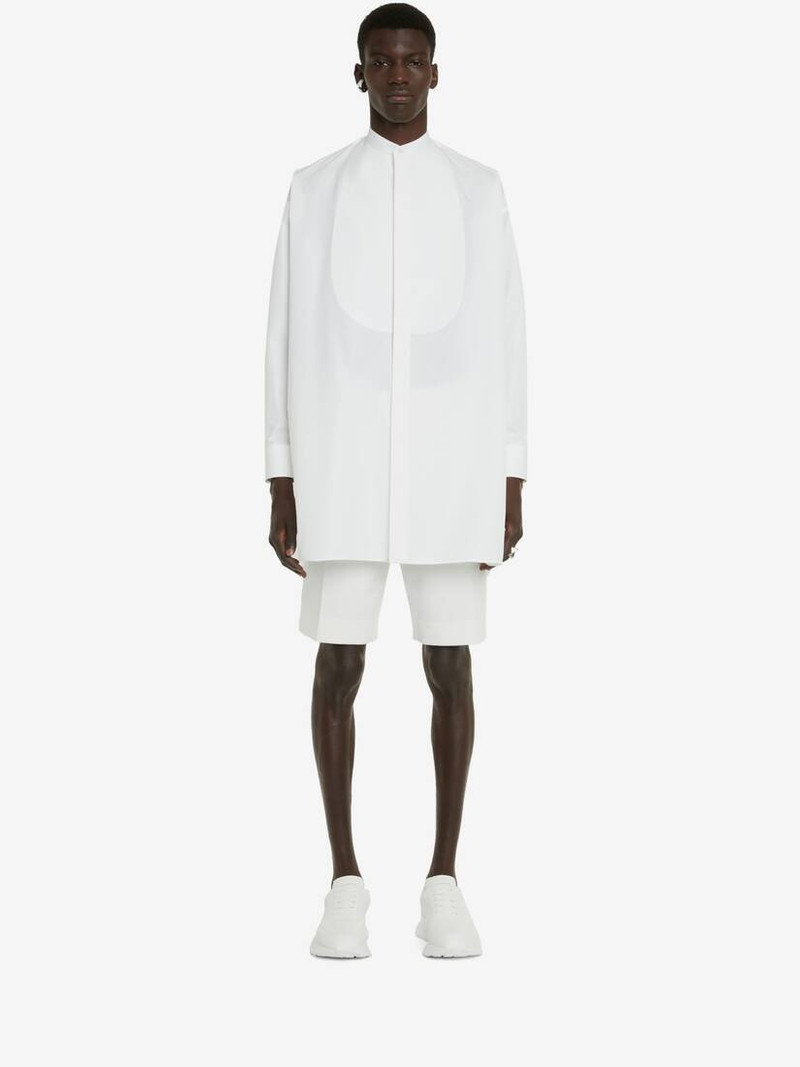 Alexander McQueen Men's Cotton Silk Oversized Shirt in White outlook