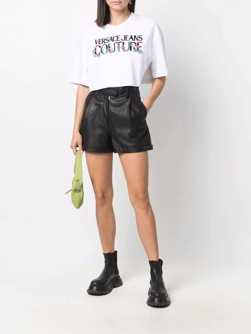 VERSACE JEANS COUTURE cropped logo-print T-shirt outlook