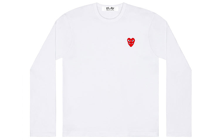 COMME des GARCONS PLAY L/S Basic T-Shirt Red Family Heart 'White' AZ-T292-051-2 - 2