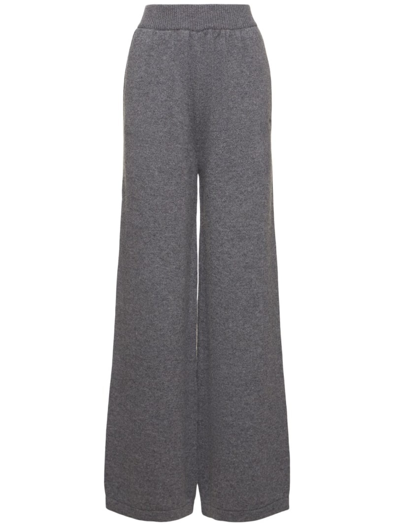 Wool blend knit wide sweatpants - 5