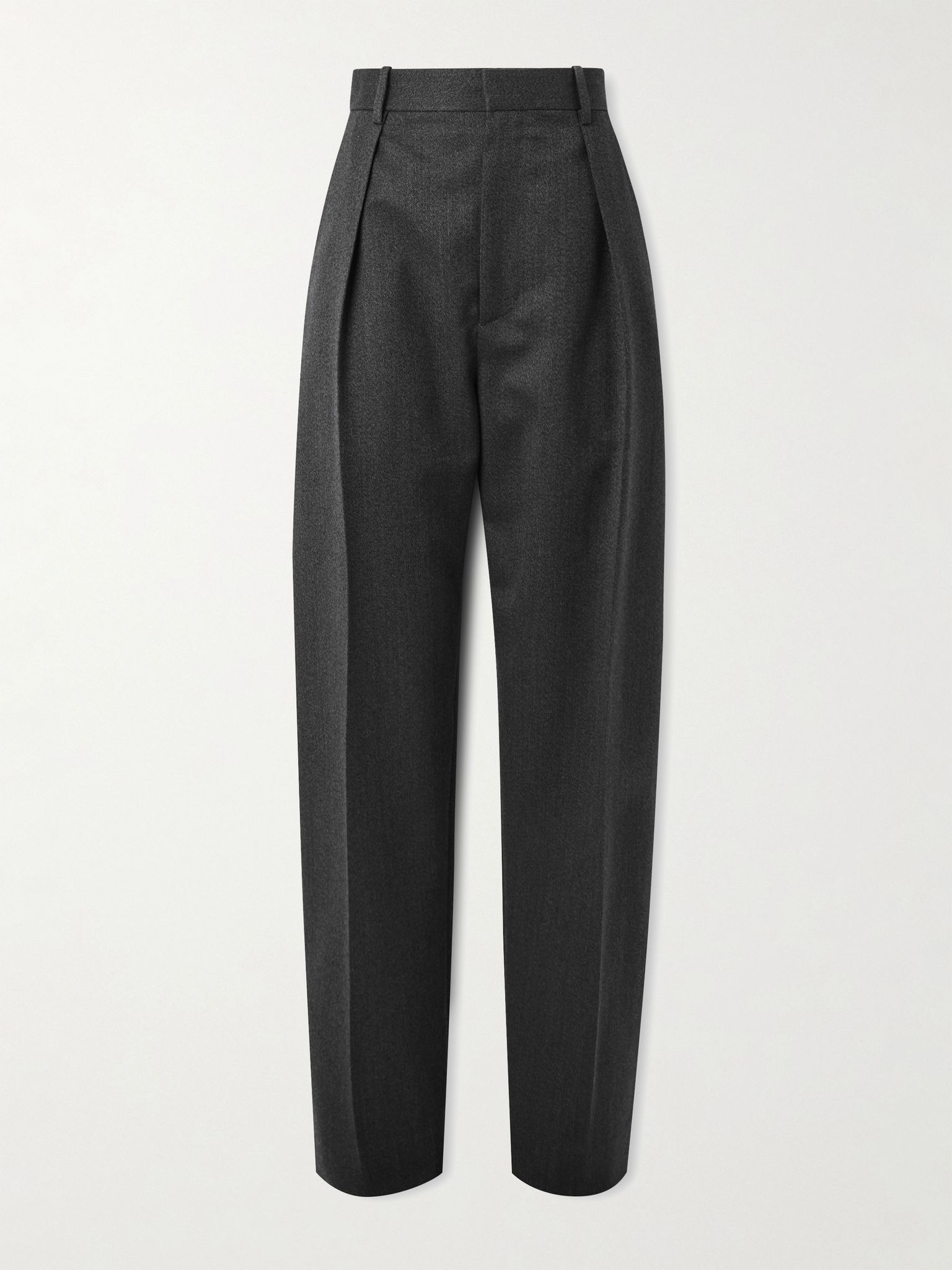 Pleated wool-twill tapered pants Black - 1