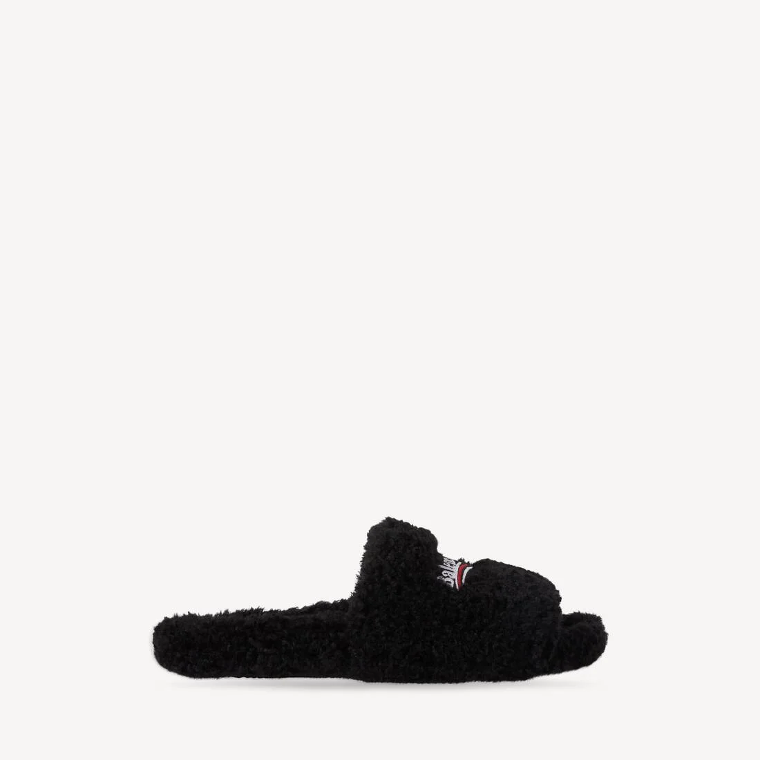 Women's Furry Open Mule in Black - 1