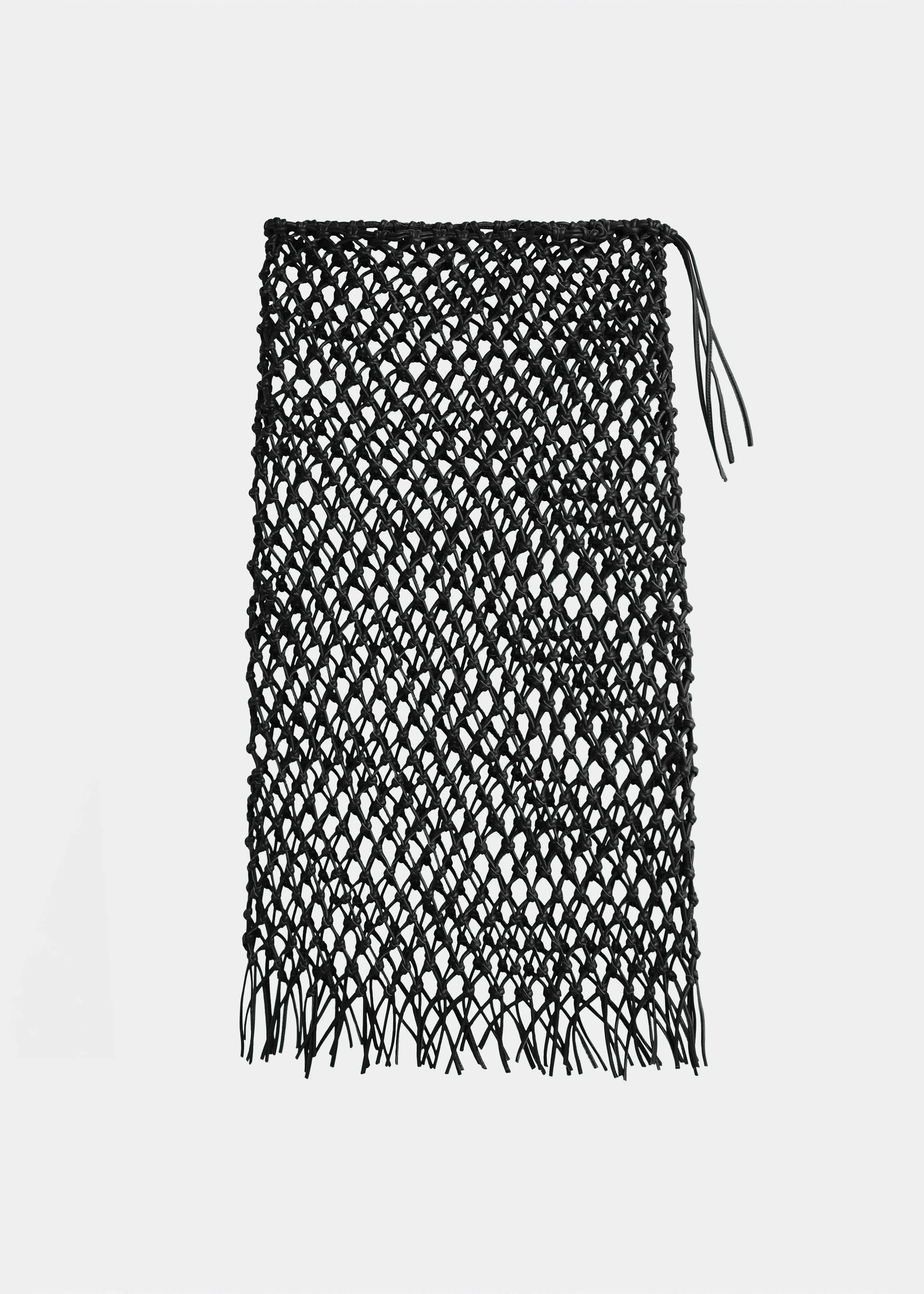 Nelaya Leather Macrame Skirt - Black - 1