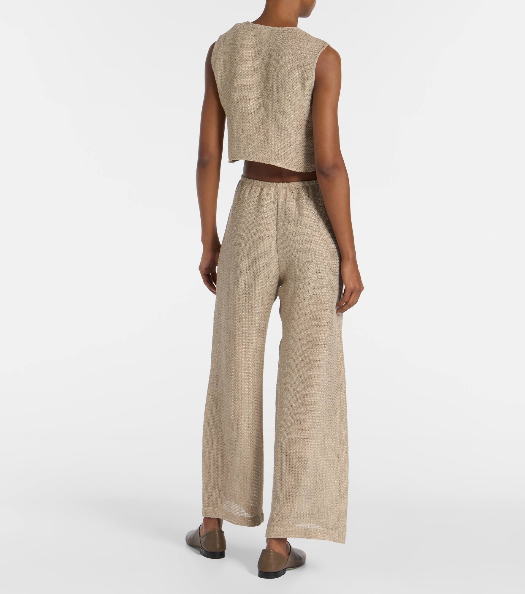 Stella sequined linen-blend top - 3