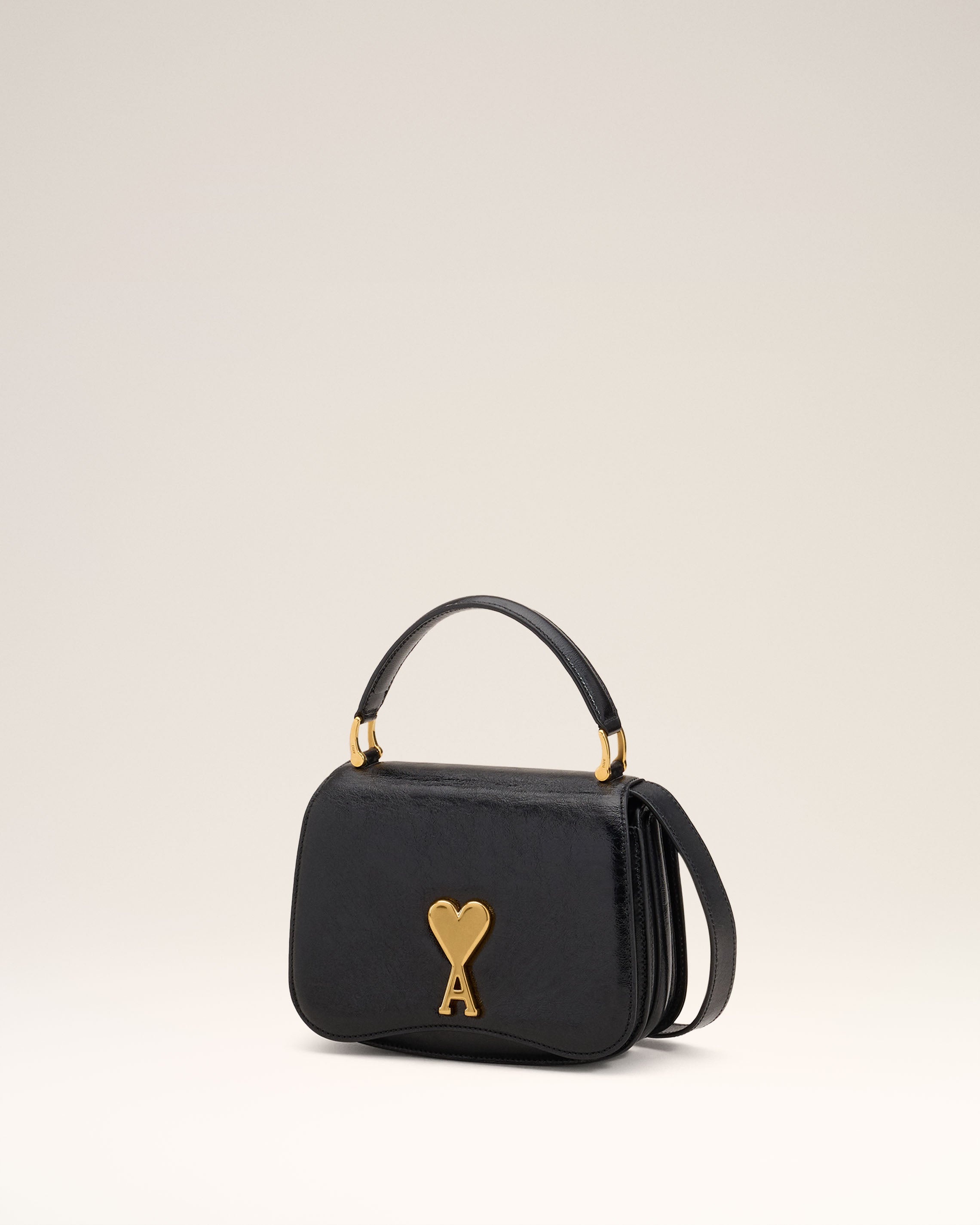 BLACK LEATHER TOP HANDLE PARIS PARIS BAG - 3