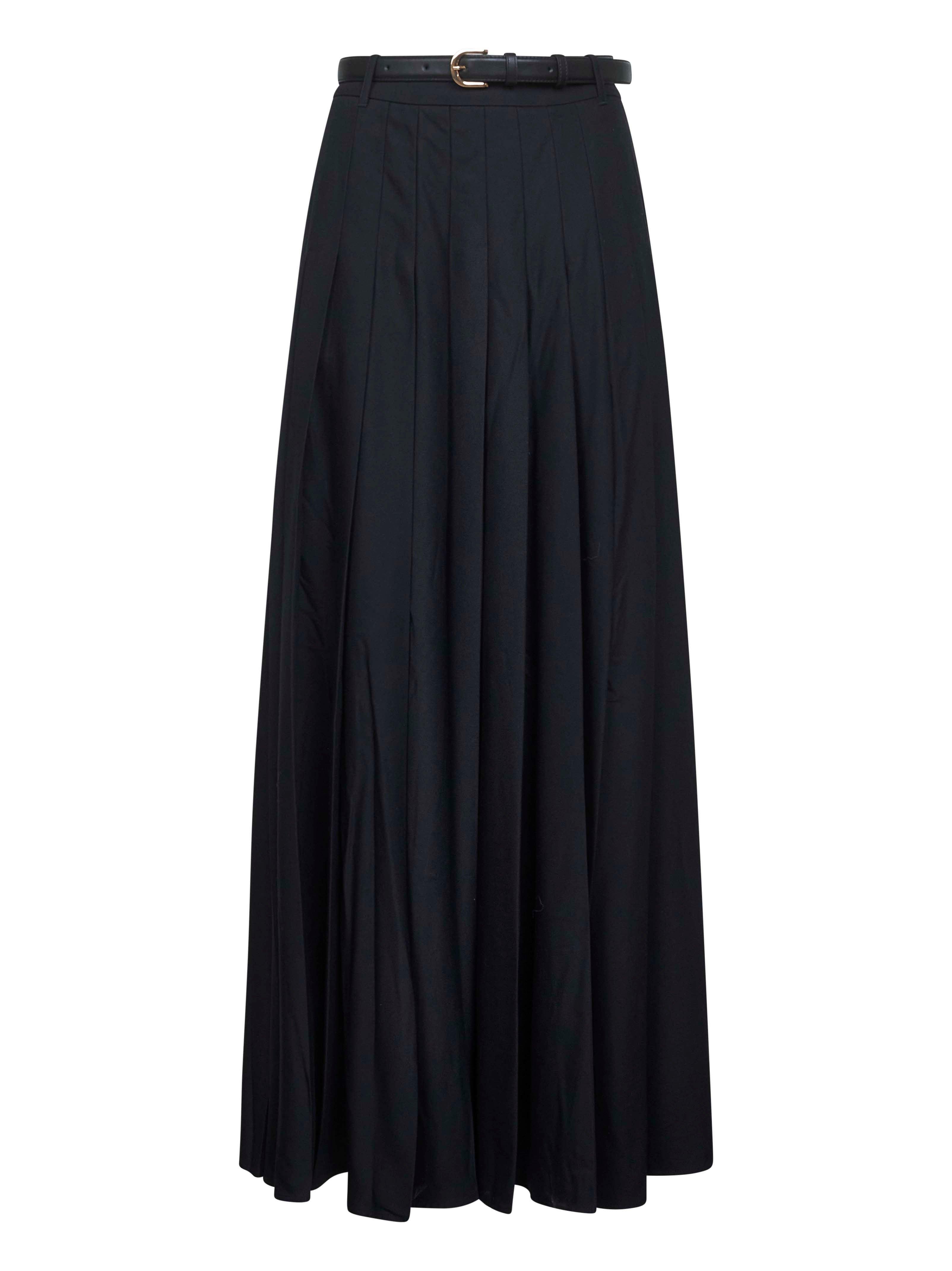 Black twill pleated maxi skirt - 1