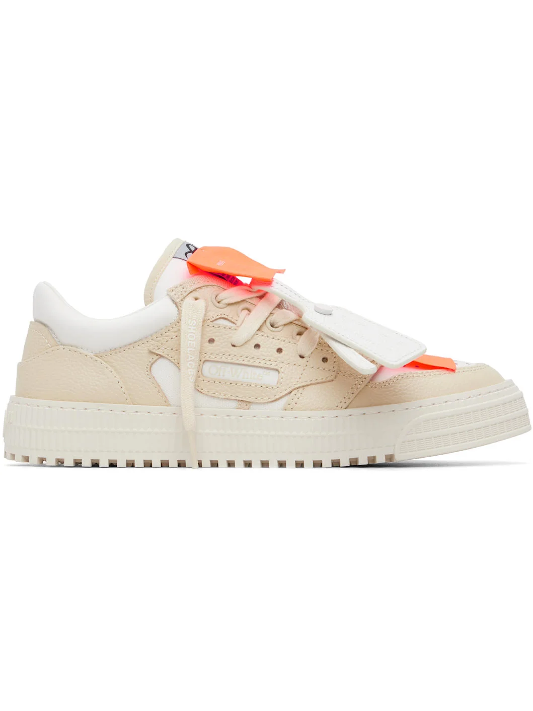 White & Beige Low Top 3.0 Off Court Sneakers - 1