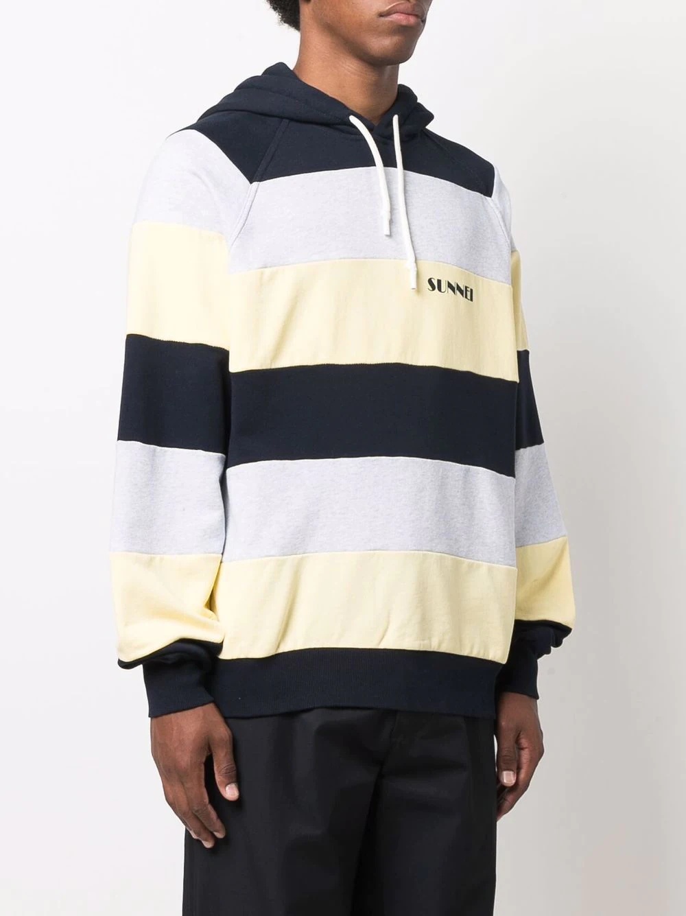 stripe-print cotton hoodie - 4