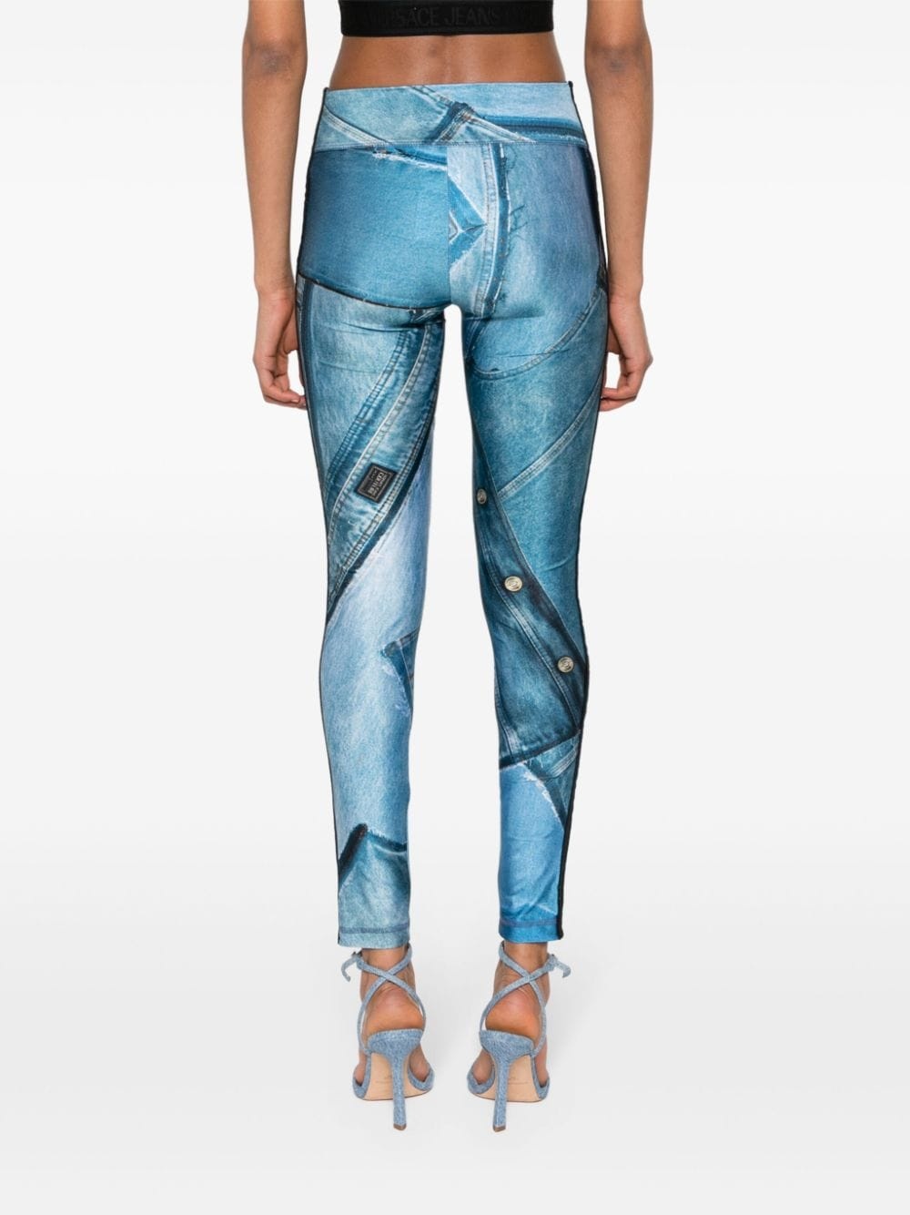 Patch Denim-print leggings - 4