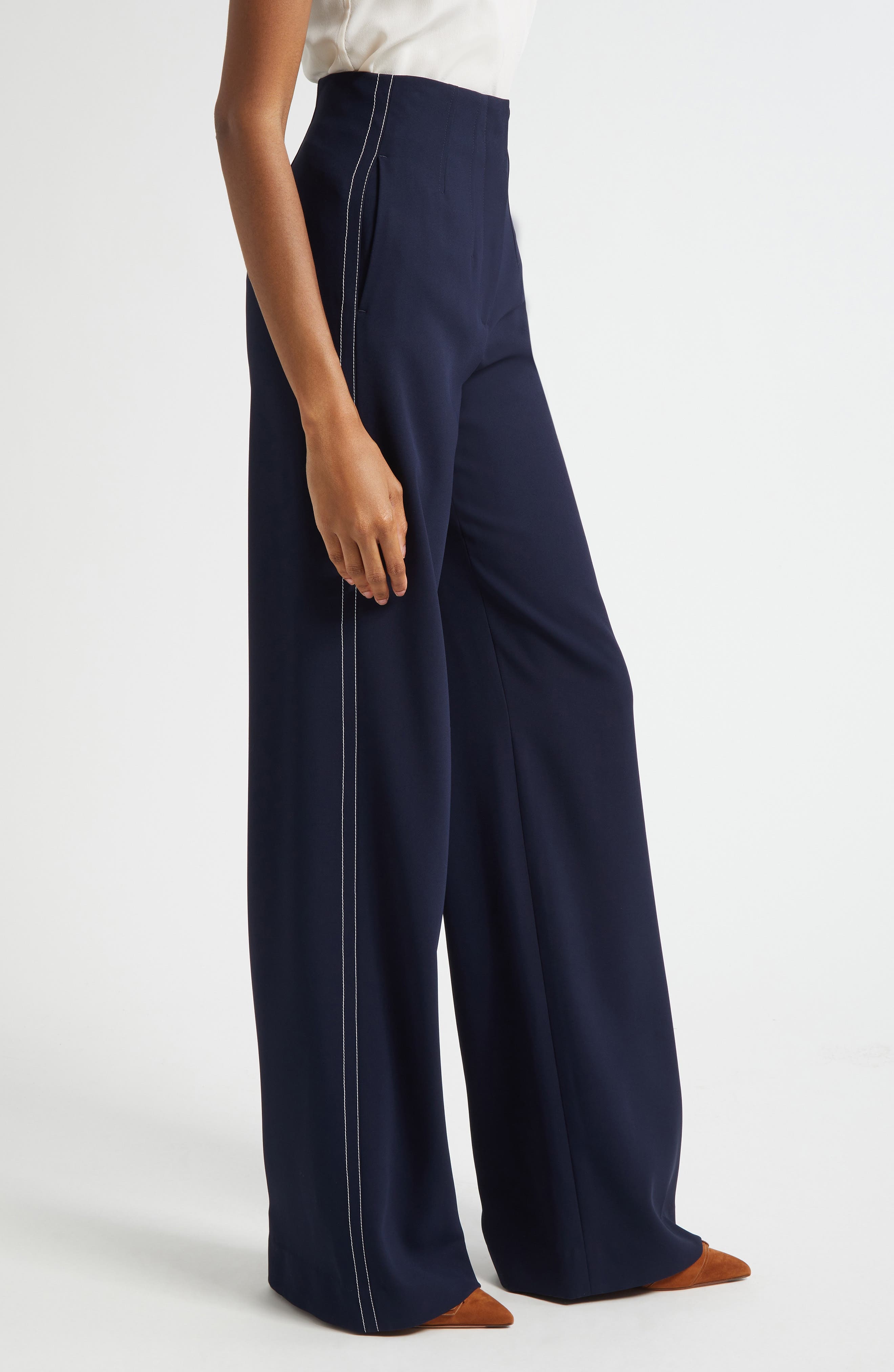 Veronica Beard Elin Clean Waist Pants in Navy at Nordstrom - 4