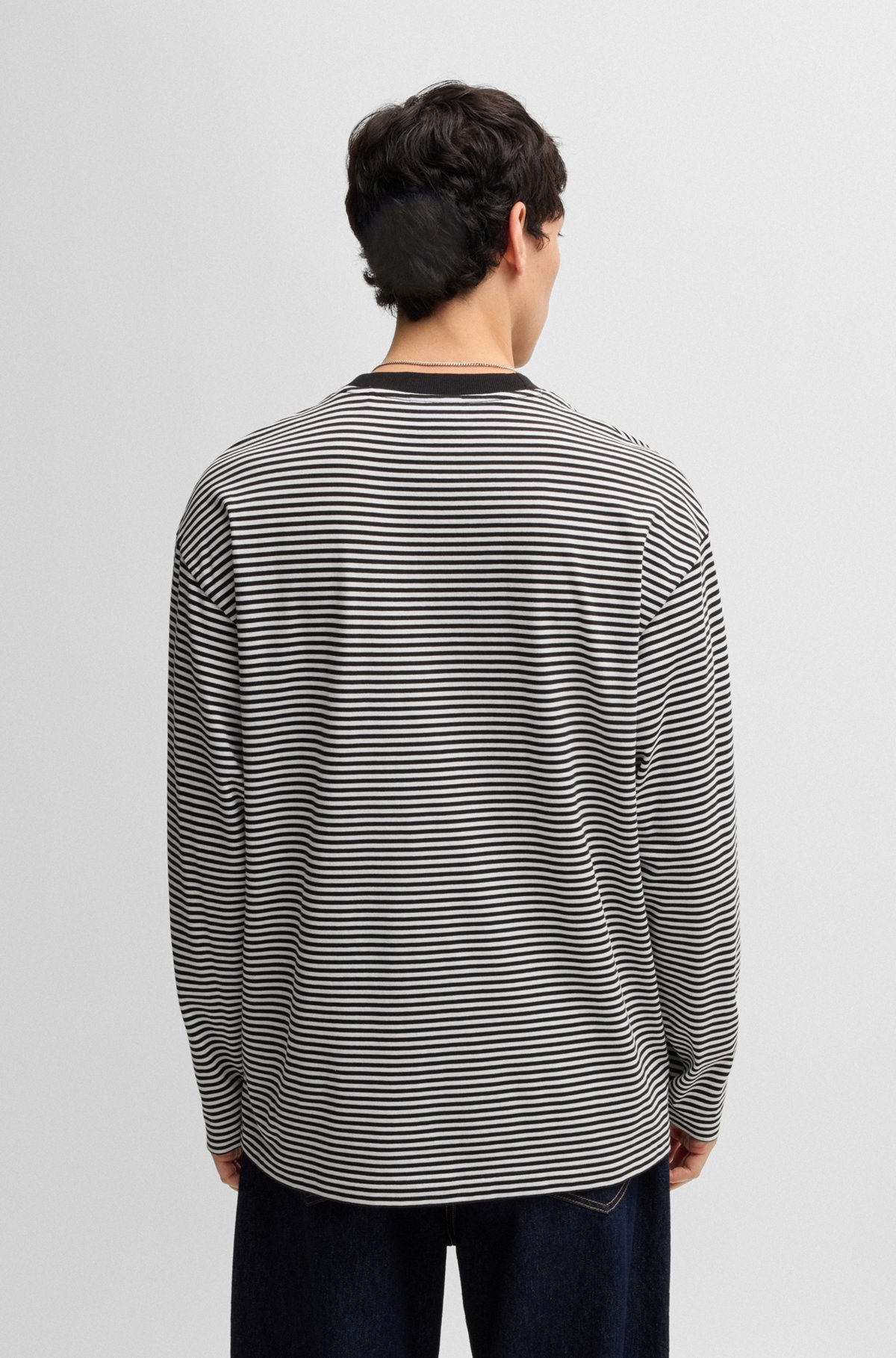 COTTON-JERSEY LOOSE-FIT T-SHIRT WITH HORIZONTAL STRIPE - 5