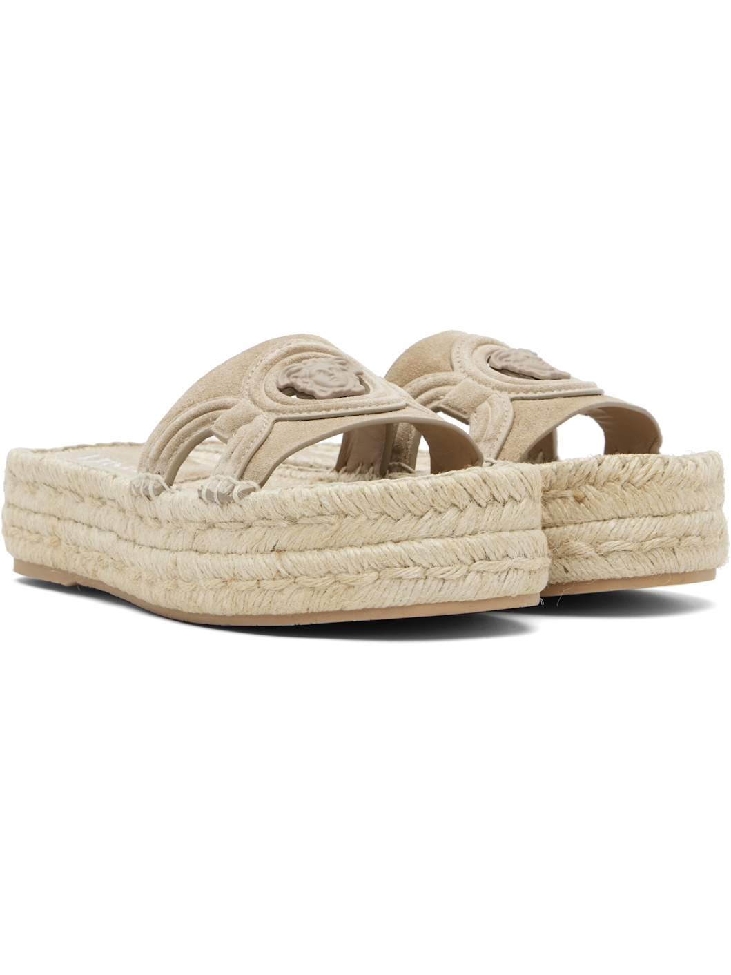 Beige Medusa '95 Platform Espadrille Sandals - 4
