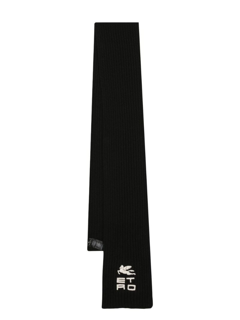 appliqué-logo ribbed-knit scarf - 1