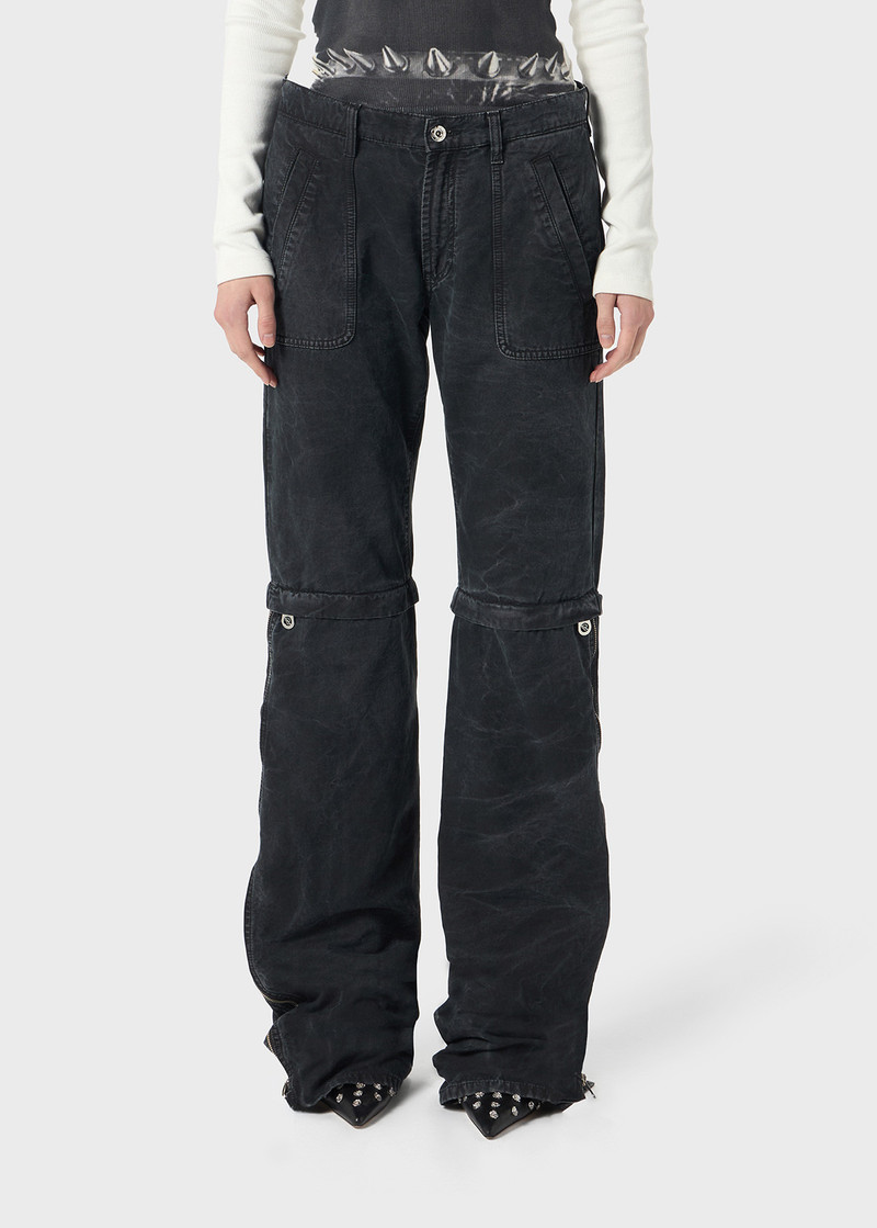 STRAIGHT LEG CANVAS PANTS WITH ZIP 2