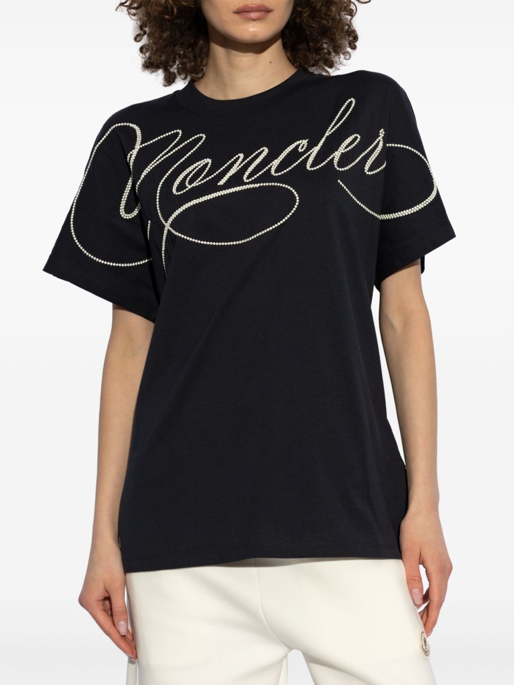 embroidered cursive-logo T-shirt - 3