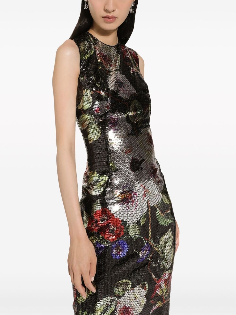 floral-print sequinned gown - 5