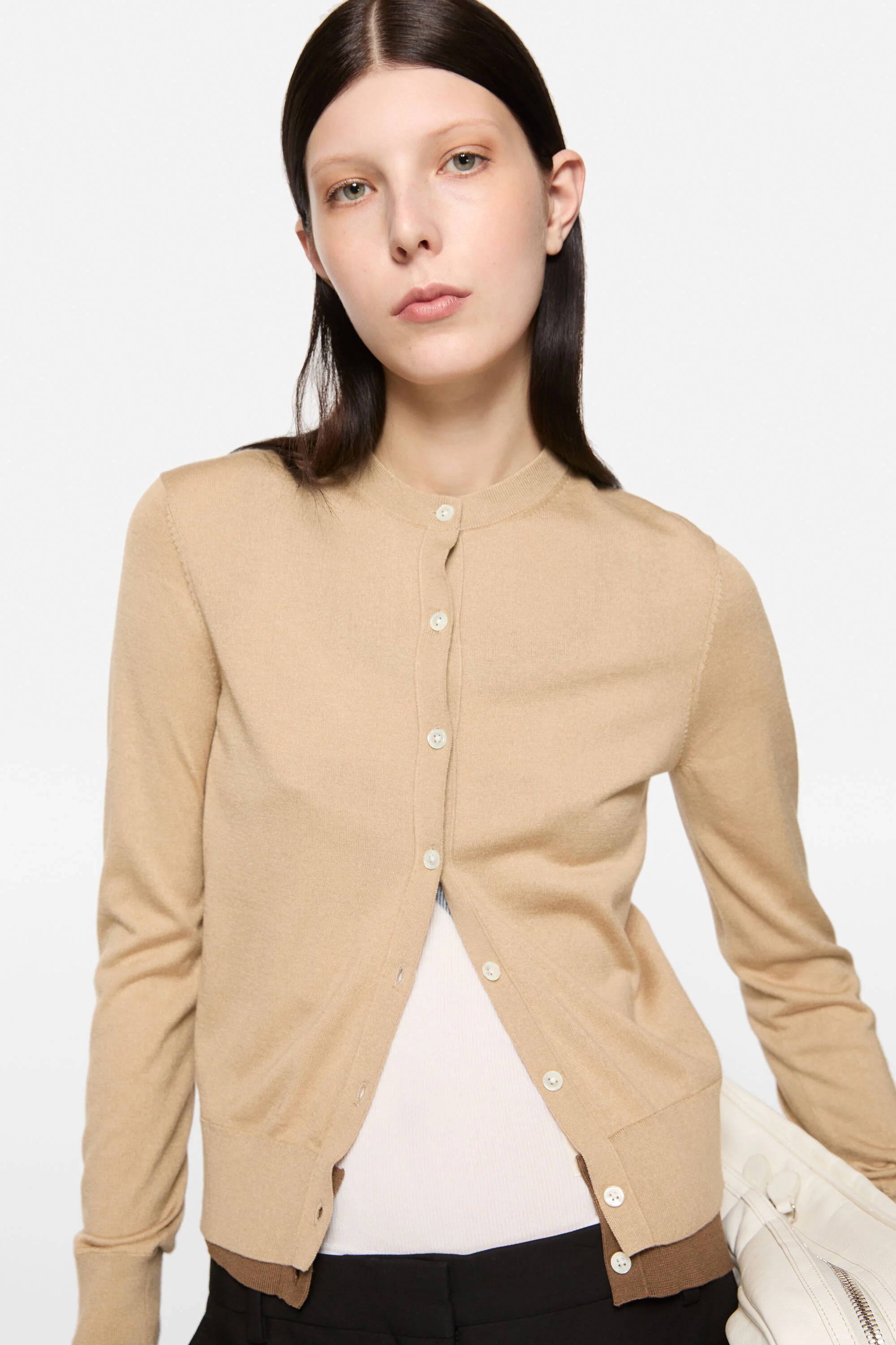Layered silk cardigan - Sand beige - 4