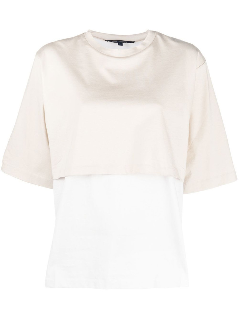 crew neck short-sleeved layered T-shirt 1